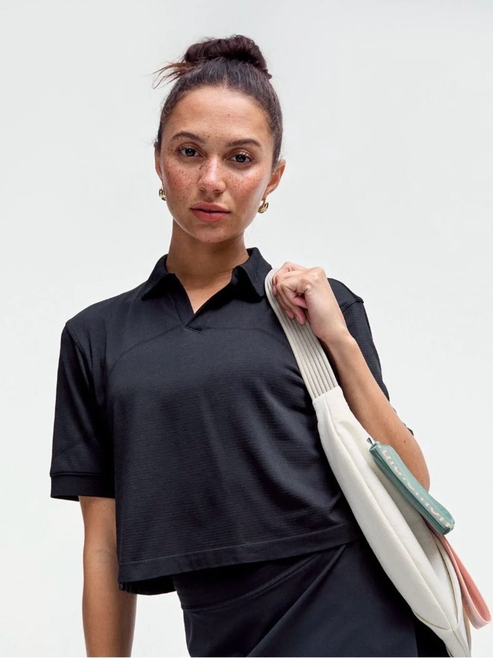 Lululemon Cropped Black Tennis Polo